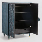 Handcarved Cabinet in Indigo