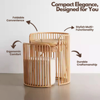 Dressing Table with Foldable Rattan Vanity and Stool