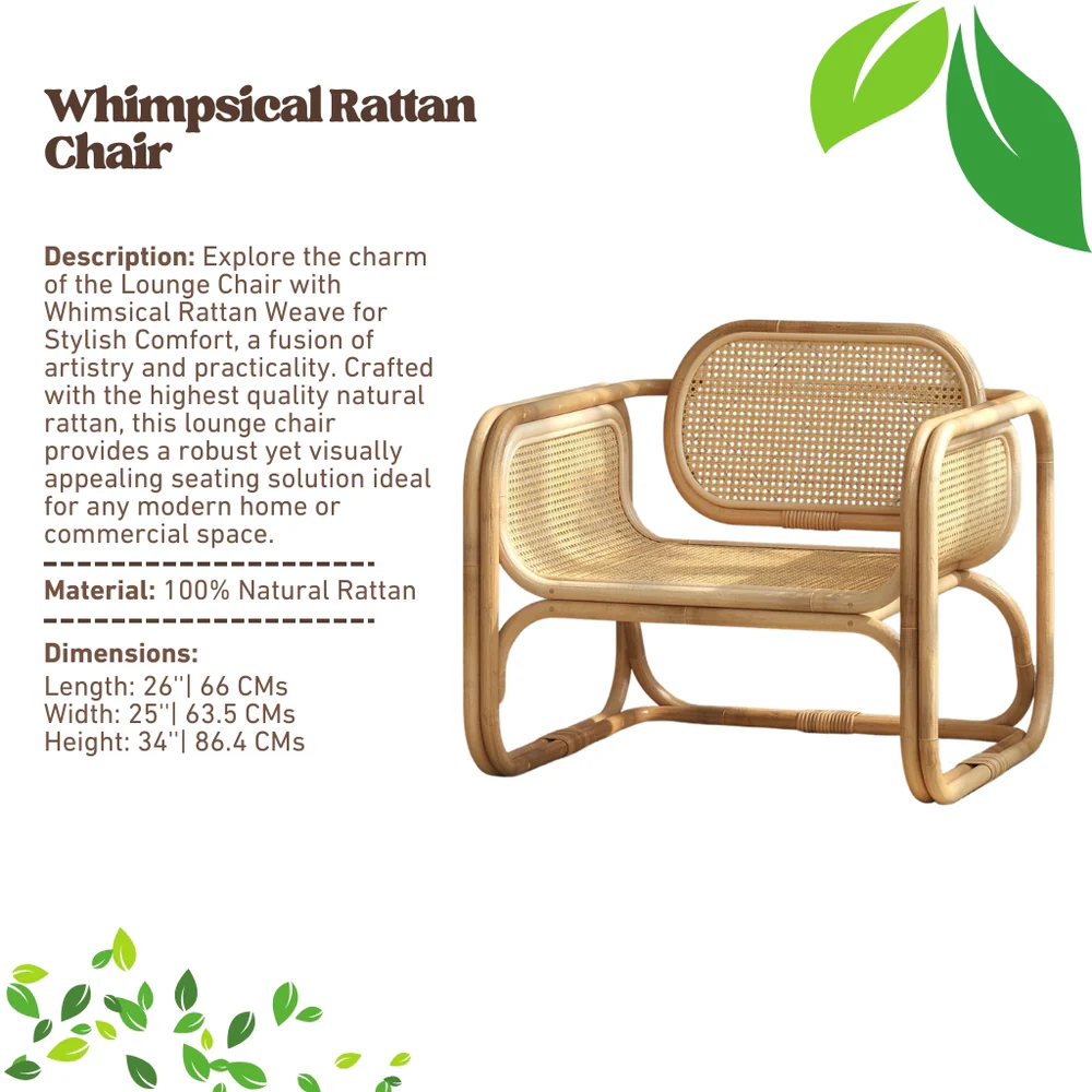 Lounge Chair with Whimsical Rattan Weave for Stylish Comfort
