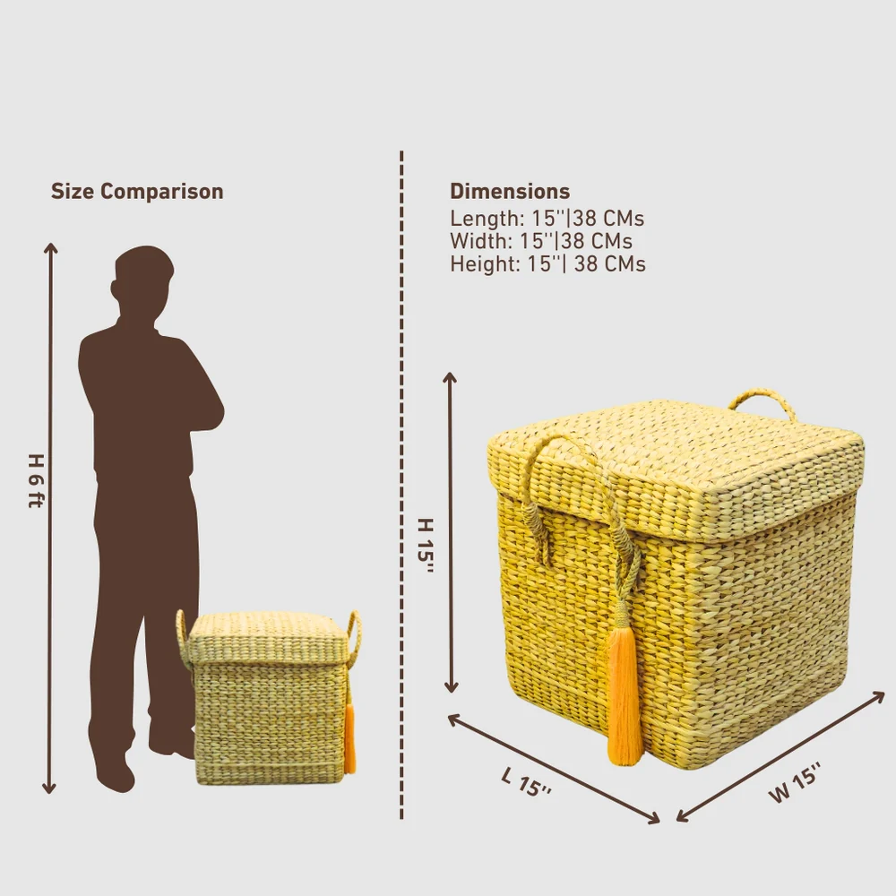 Laundry Basket with Lid | LuxeBox Kauna Grass Storage