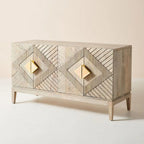 Handcarved Sunrise Sideboard in Washed Grey