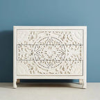 Beautifully Handcarved 3-Drawer White Chest of Drawers