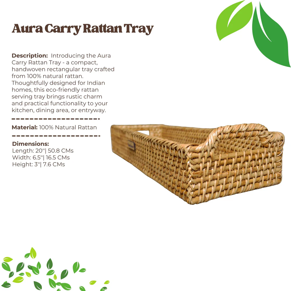 Aura Carry - Handwoven Rattan Tray