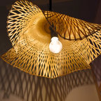 Radiance Bamboo Hanging Lamp - Wave-Edge Chevron Cane