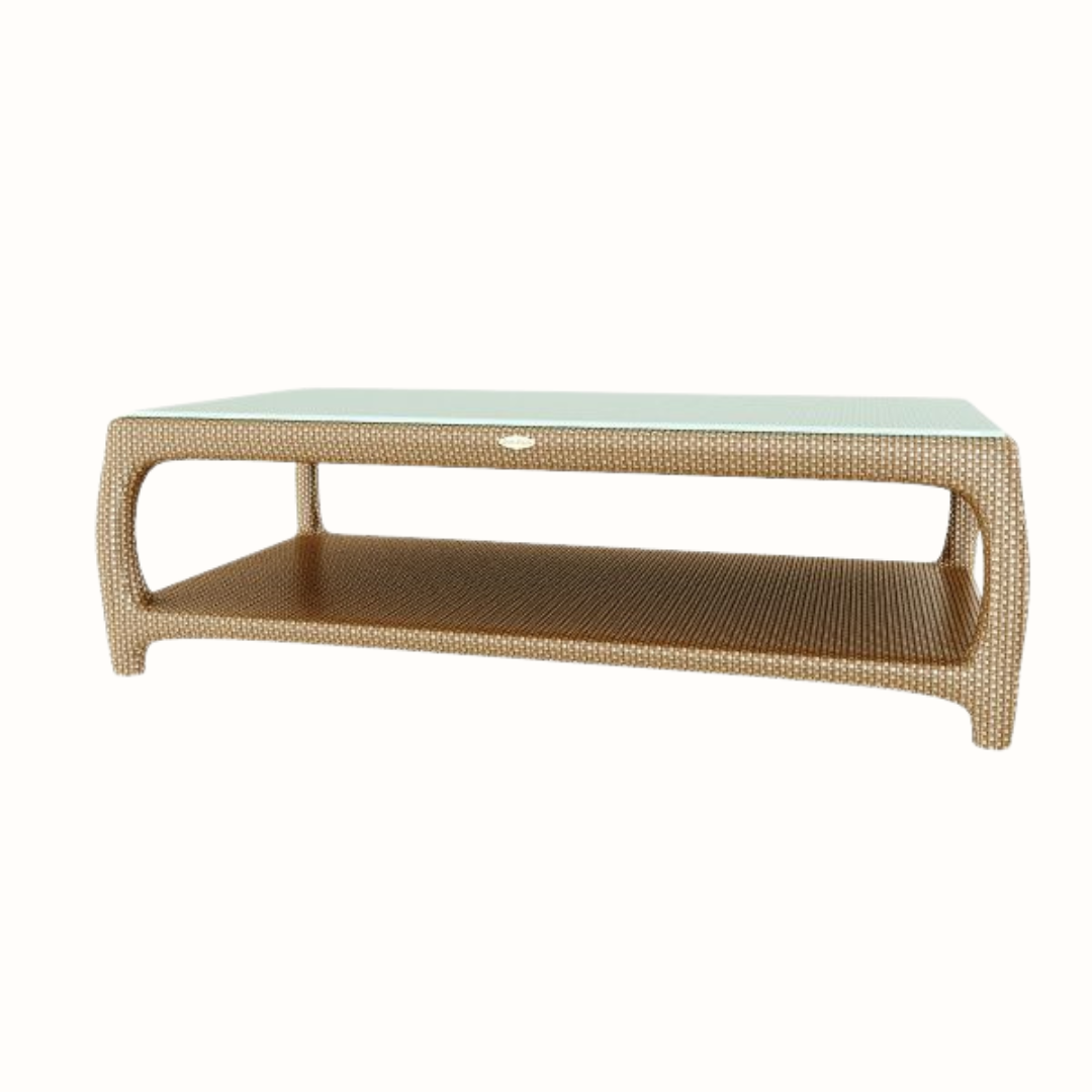 Rectangular glass-top coffee table 135x70 cm
