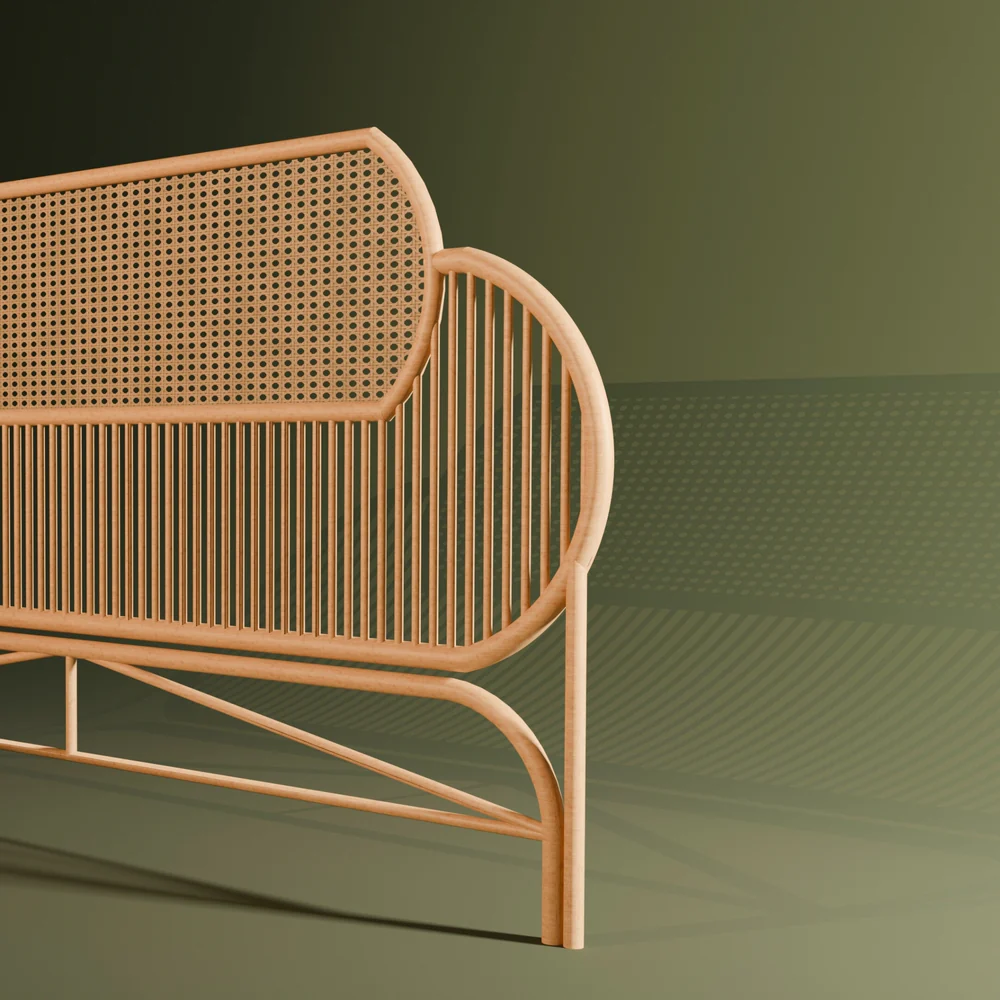 ScandiSoul Rattan Headboard - Geometric Cane Inlay