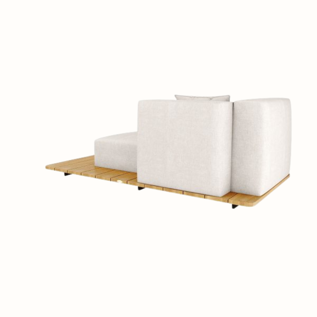 Right-Arm Double Seat with Single Back and Cushions