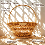 Rooted Bloom - Curved Handle Rattan Basket