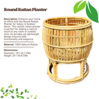 Round Rattan Planter for Indoor & Outdoor Decor