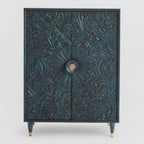 Handcarved Cabinet in Indigo