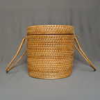 Borough - Lidded Oval Rattan Utility Basket with Dual Handles