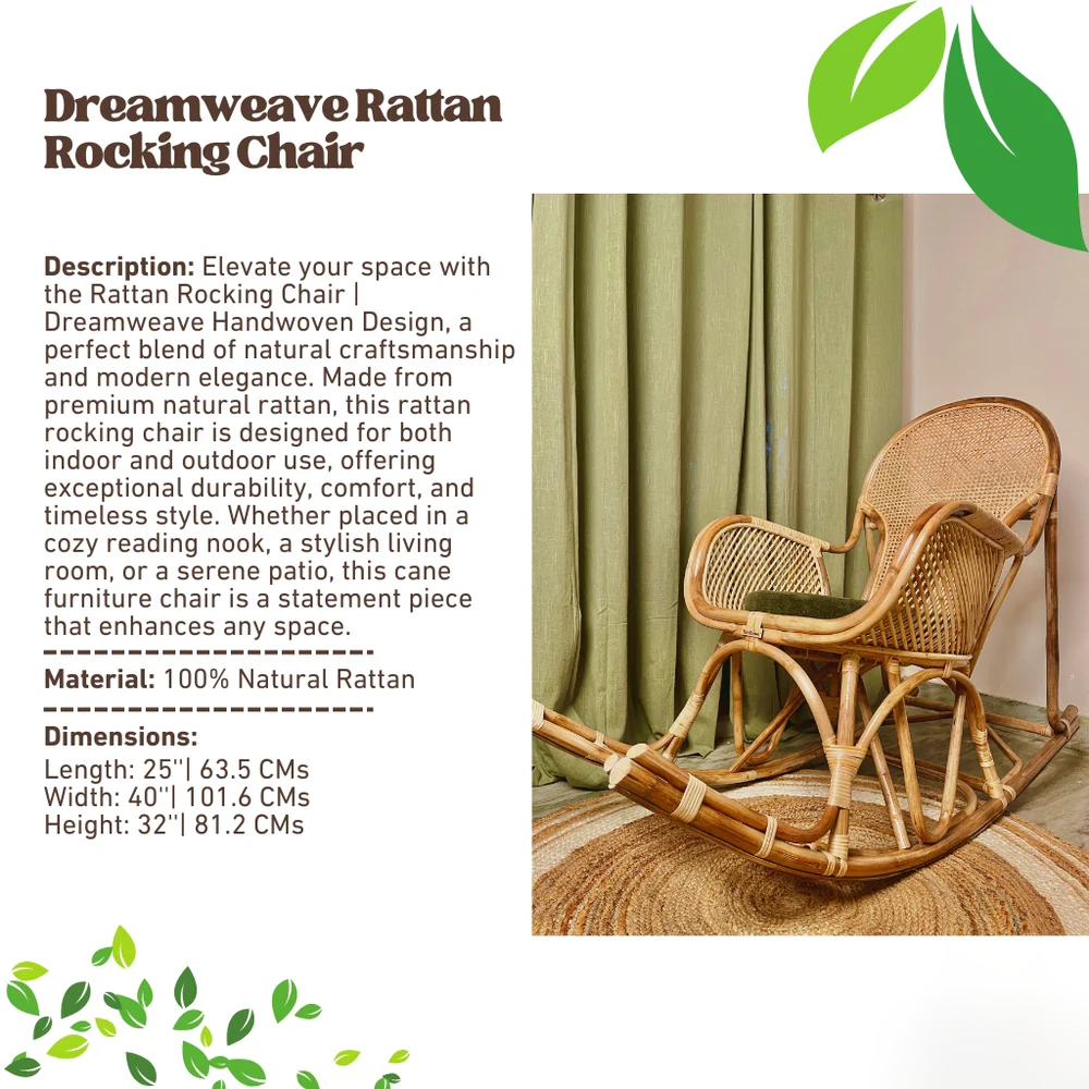Rattan Rocking Chair | Dreamweave Handwoven Design for Indoors & Outdoors