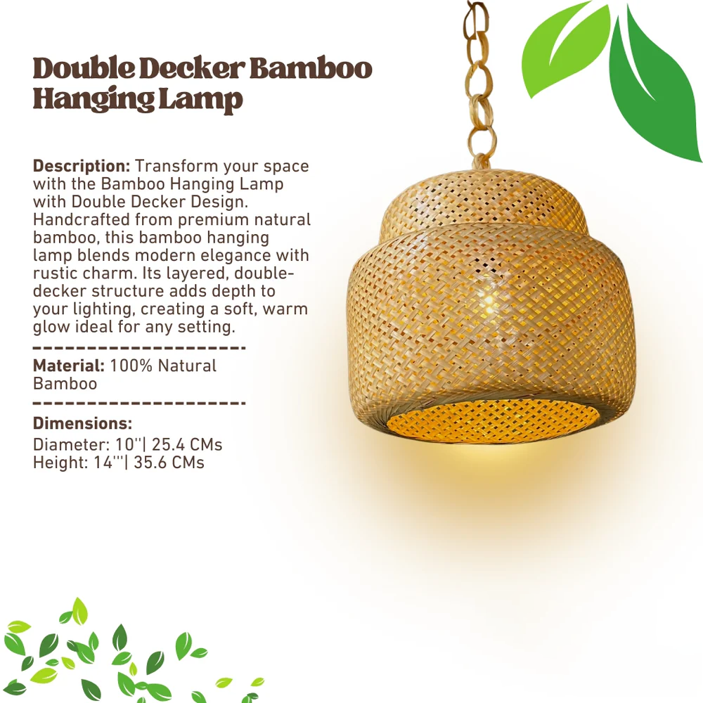 Bamboo Hanging Lamp with Modern Woven Round Shade