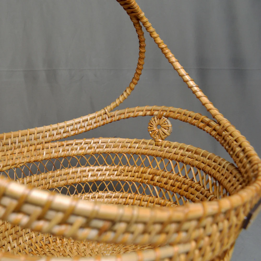 Tidy Trove - Wide Curved Handle Rattan Storage Basket