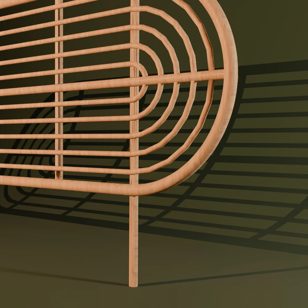 MoonLit Rattan Headboard - Arched Sunburst Cane