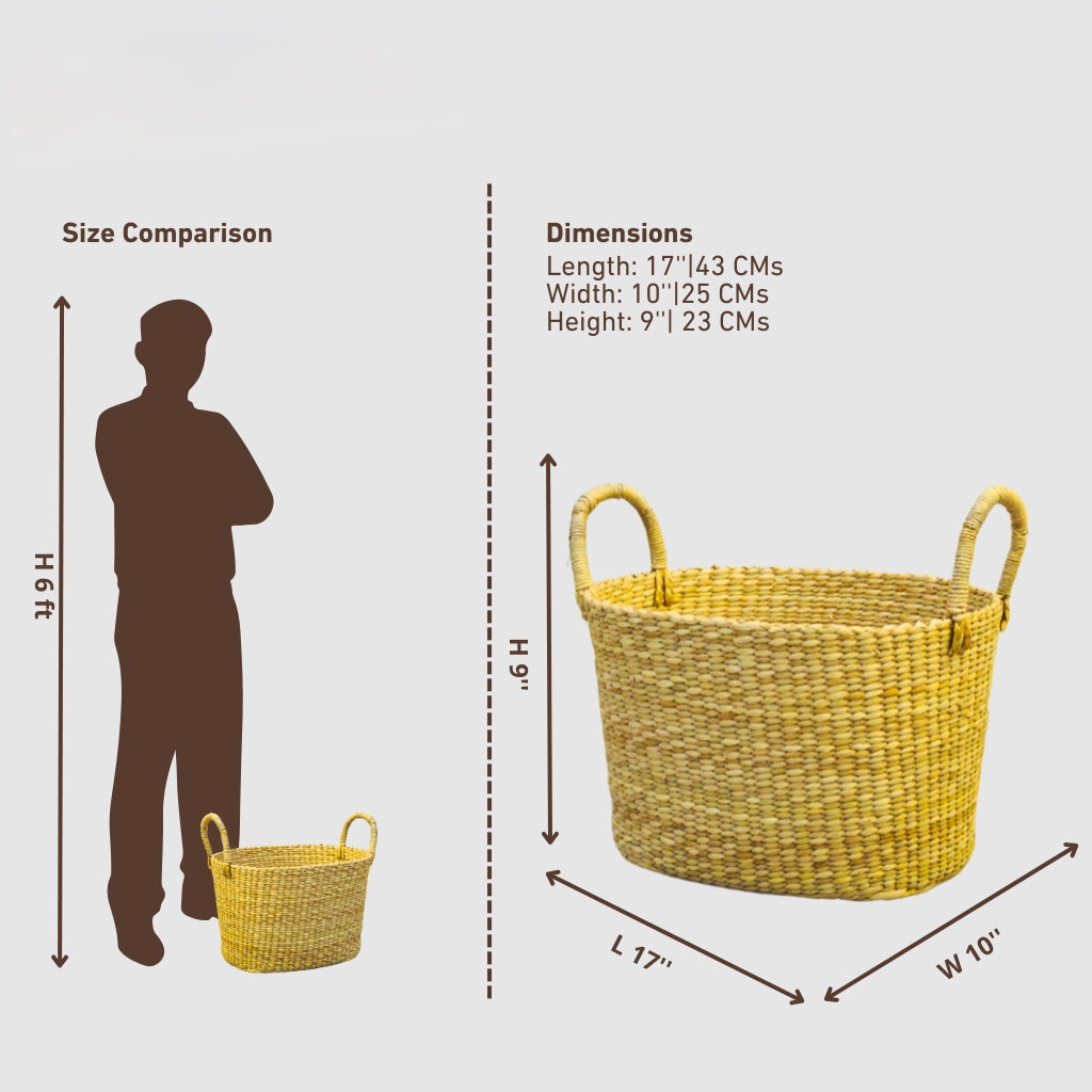 Laundry Basket with Handles | Vedixa Kauna Grass Storage
