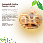 Cane Hanging Lamp with Orb Cane Design