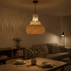 Sereni Glow Bamboo Hanging Lamp – Three-Tier Pagoda Pendant