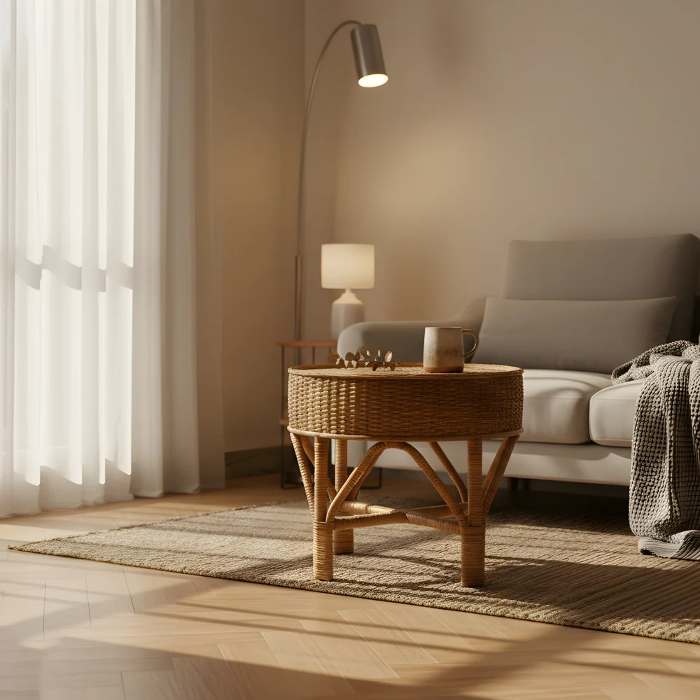 Coffee Table with Handwoven Rattan Top - Weavewood Edition