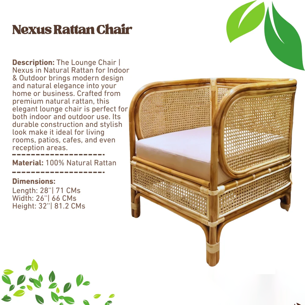 Lounge Chair | Nexus in Natural Rattan for Indoor & Outdoor