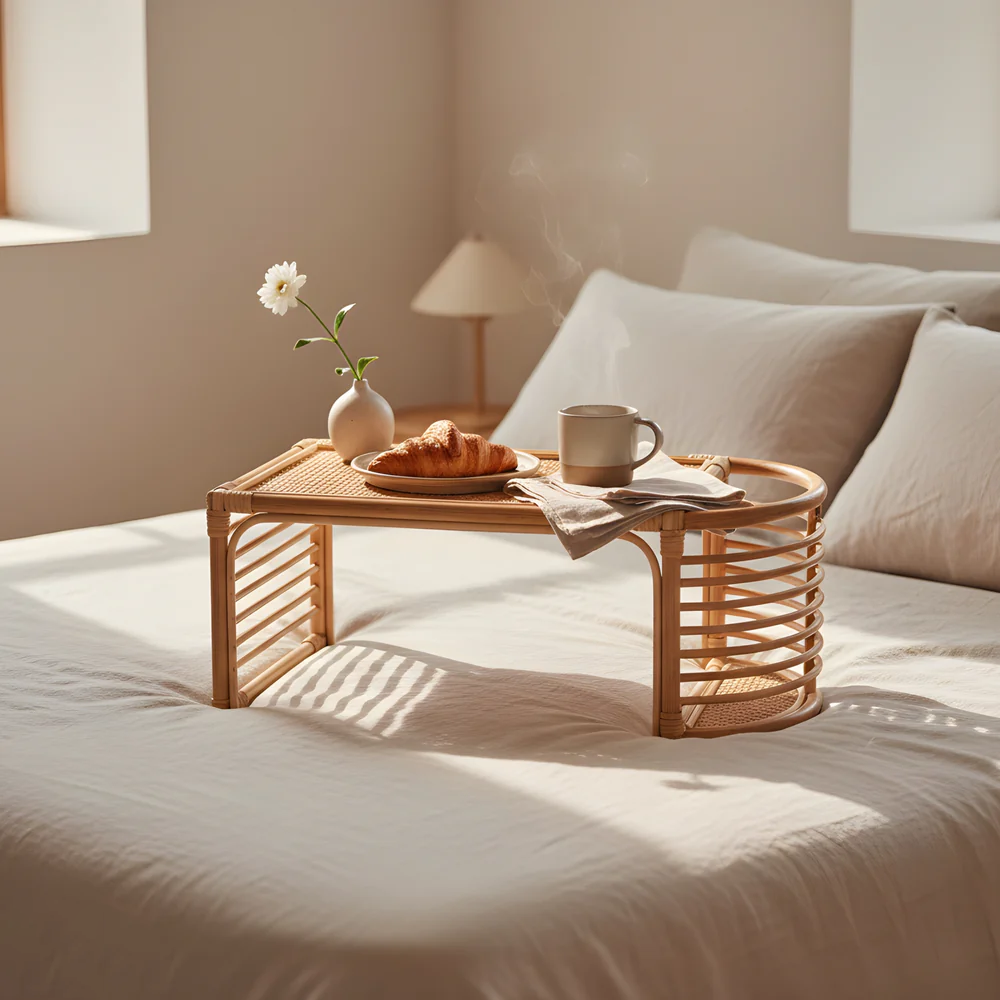 Bed Study Table with Blissful Rattan Design