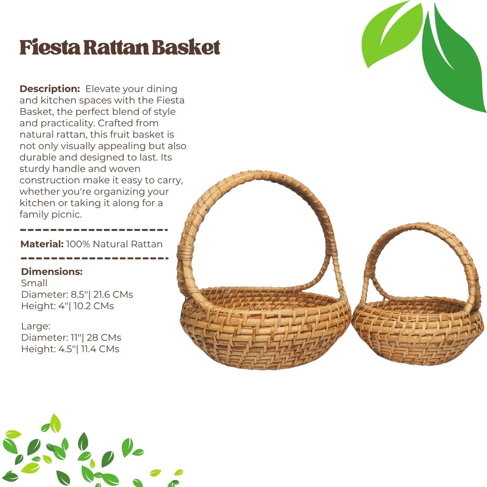 Fiesta - Handcrafted Rattan Basket with Handle