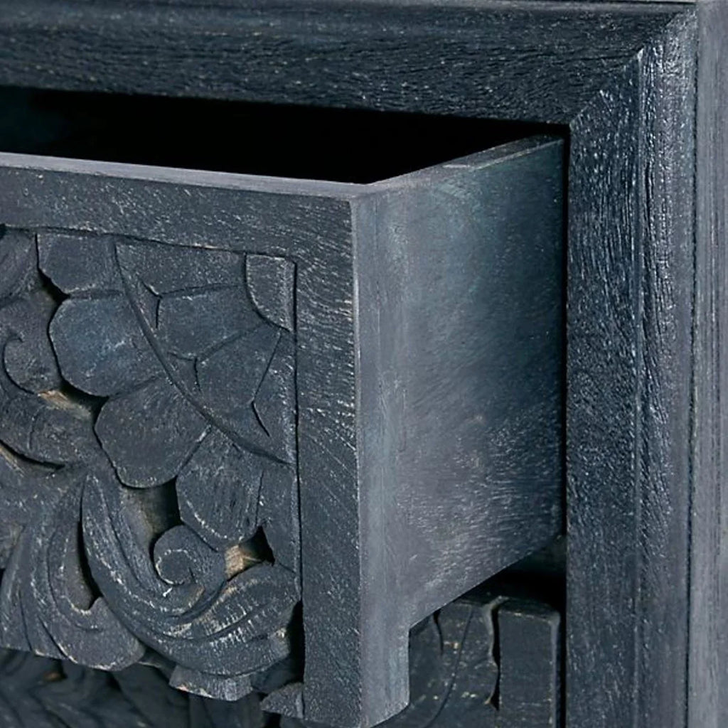 Premium Handcarved 3-Drawer Indigo Chest of Drawer