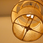 Artisan Aura Bamboo Hanging Lamp - Stacked Lantern Cane Drum