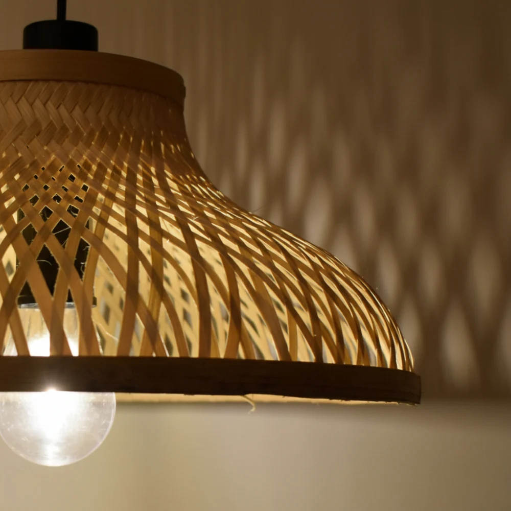 EcoLoom Bamboo Hanging Lamp - Flared Lattice Pendant