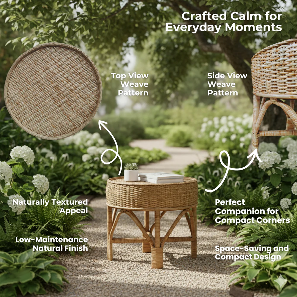 Coffee Table with Handwoven Rattan Top - Weavewood Edition