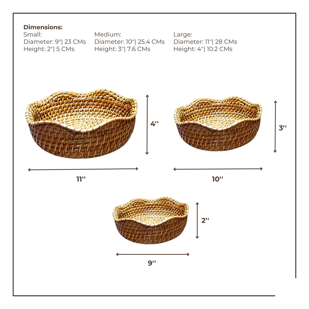 Trio Wicker - Natural Rattan Basket Set (Set of 3)