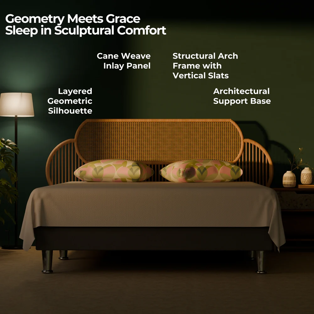 ScandiSoul Rattan Headboard - Geometric Cane Inlay