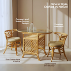 Dining Table Set with Twisted Twine Rattan Table and Chairs (Excluding Glass)