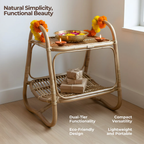 Side Table with Double-Tier Rattan Design