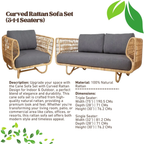 Cane Sofa Set with Curved Rattan Design for Indoor & Outdoor