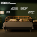 MoonLit Rattan Headboard - Arched Sunburst Cane