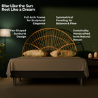 CasaWave Rattan Headboard - Sunburst Cane Design