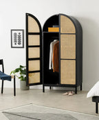 Victorian Rattan Wardrobe In Black