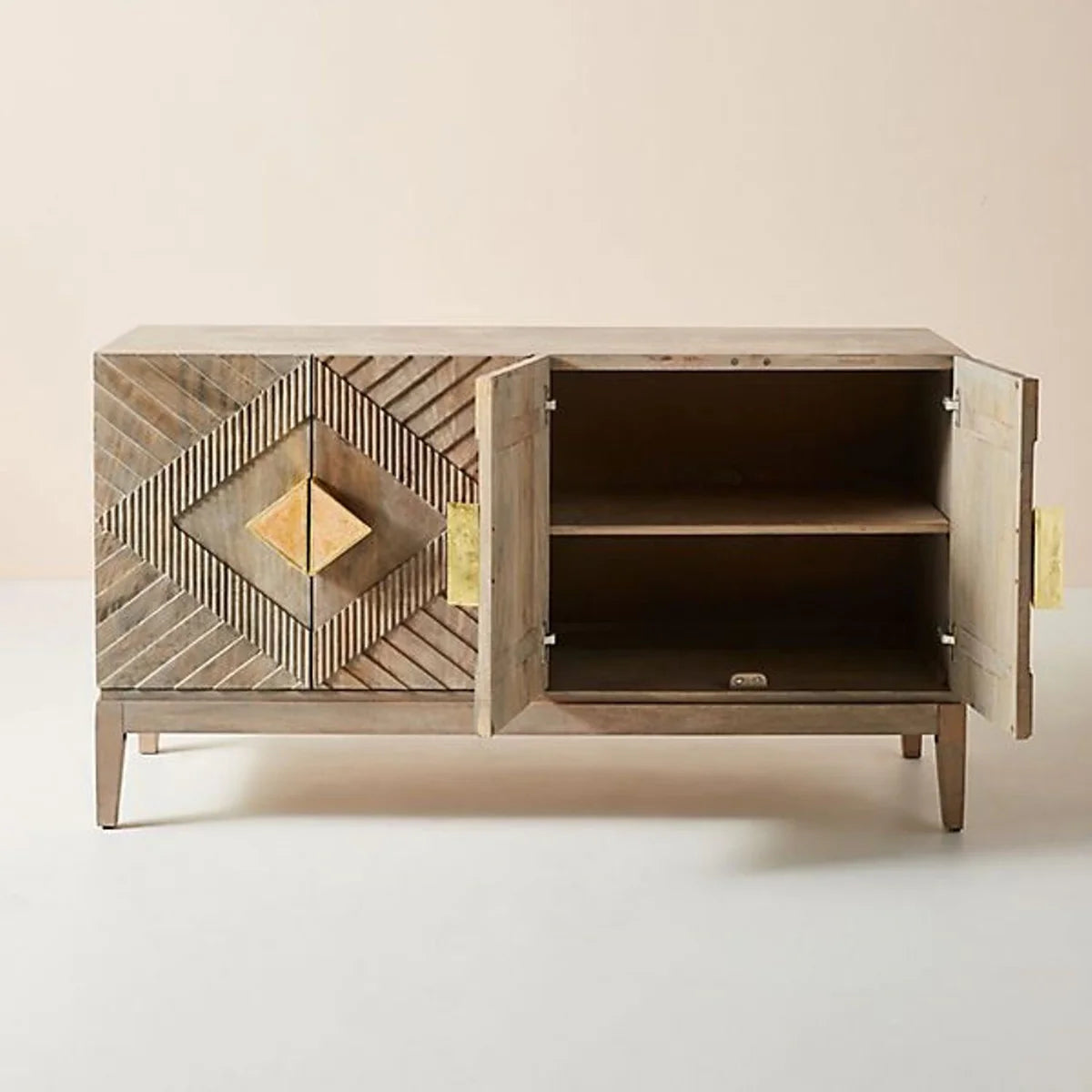 Handcarved Sunrise Sideboard in Washed Grey