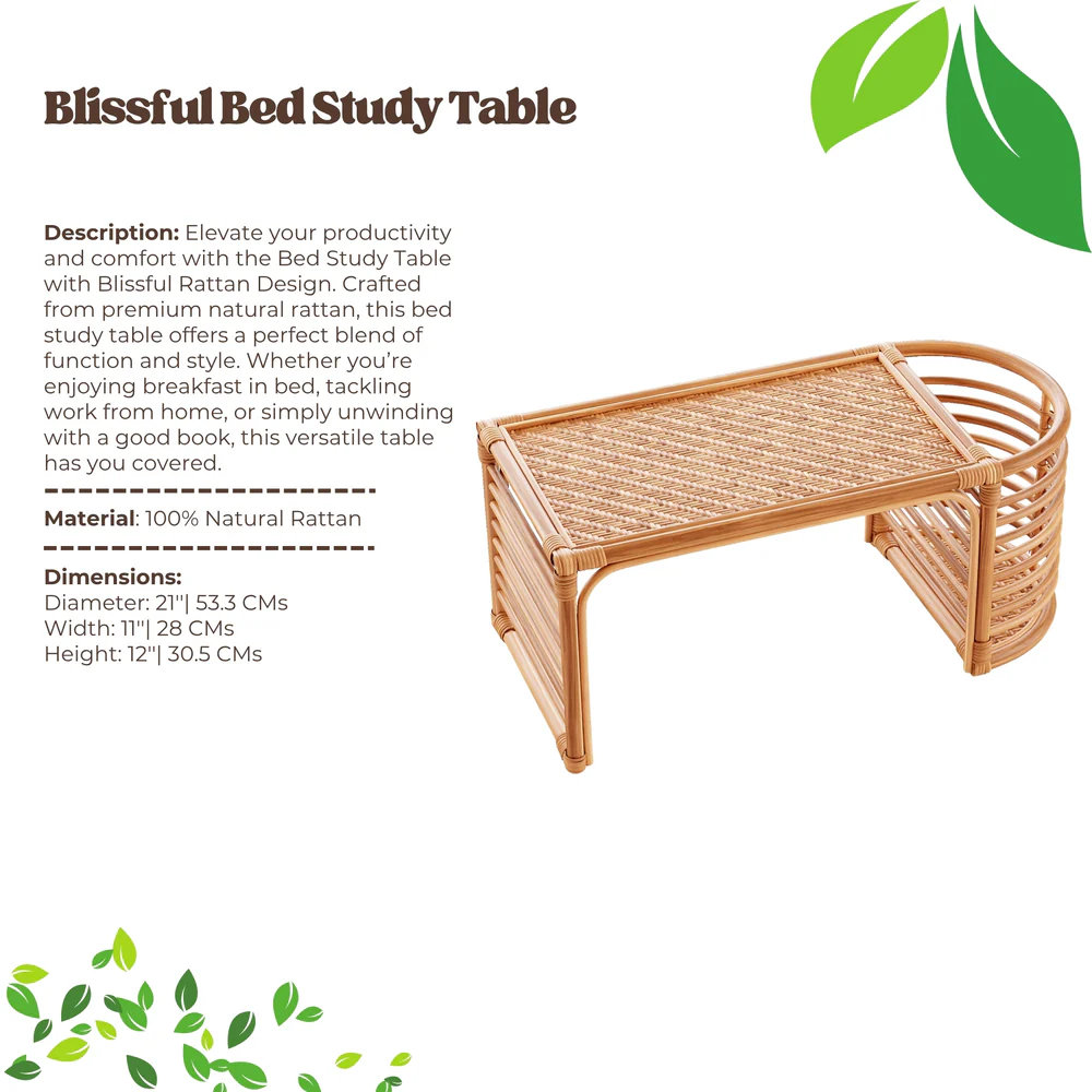 Bed Study Table with Blissful Rattan Design