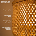 Minimal Nest Bamboo Hanging Lamp - Diamond Lattice Drum
