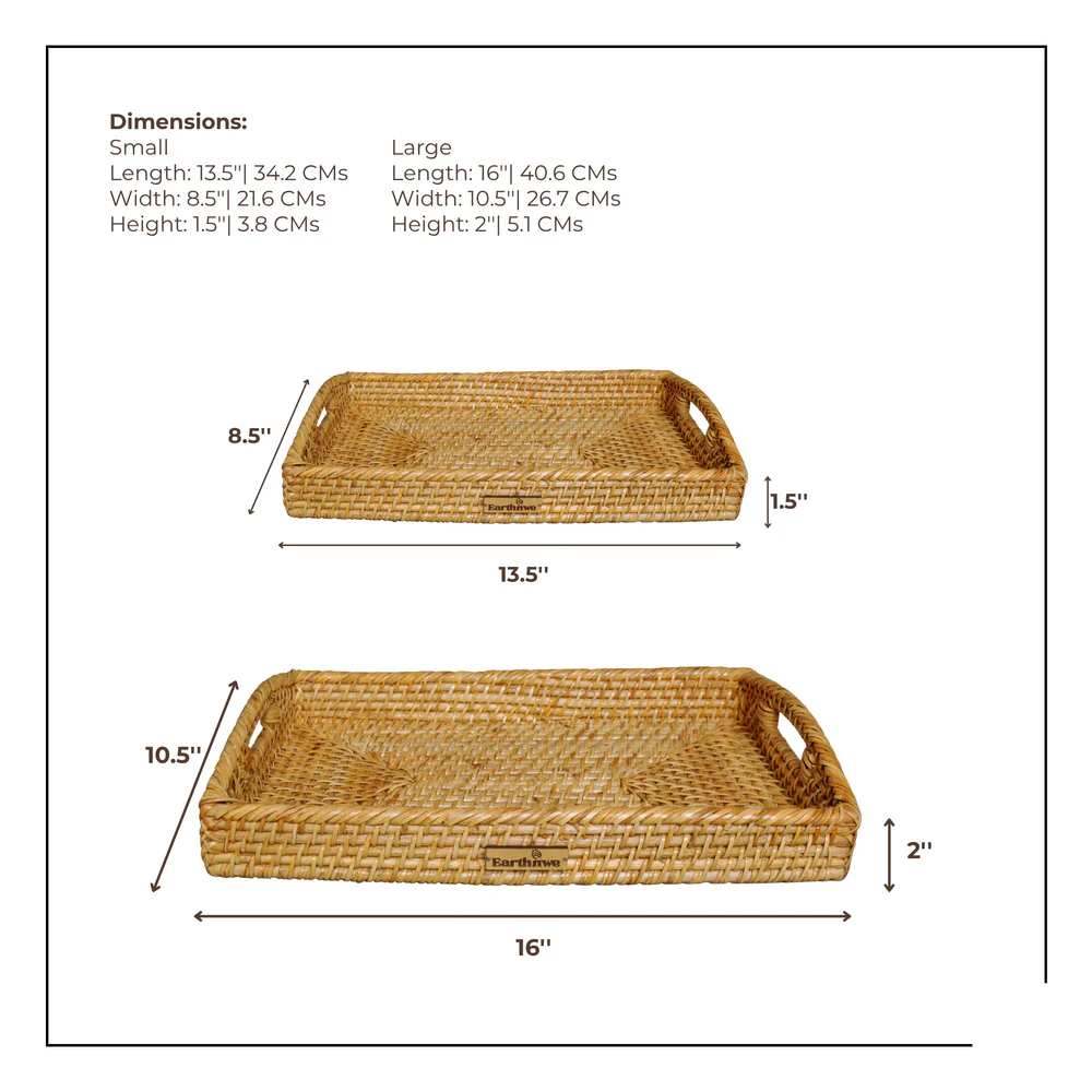 Nature Edge - Artisan Made Rattan Tray (Set of 2)