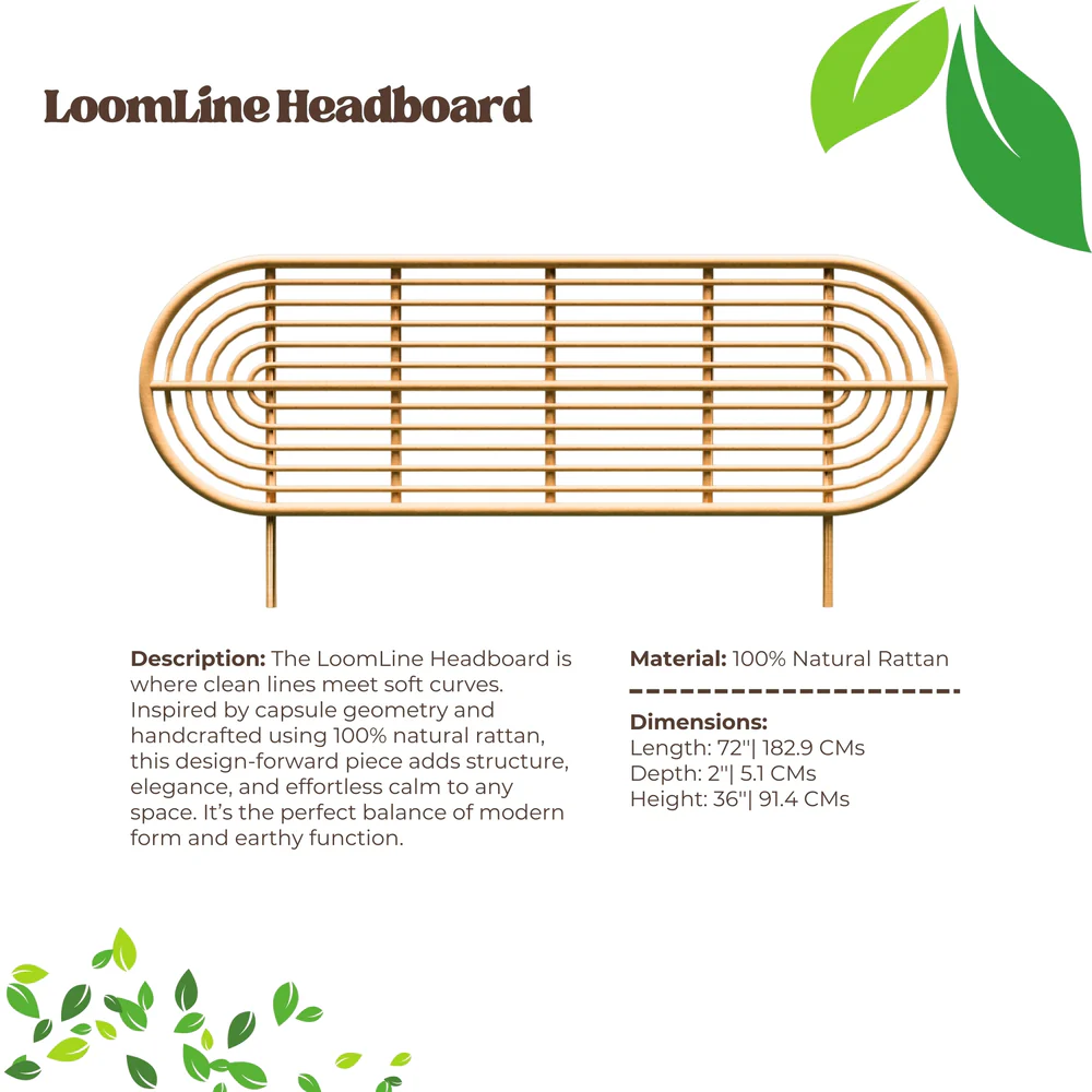 MoonLit Rattan Headboard - Arched Sunburst Cane