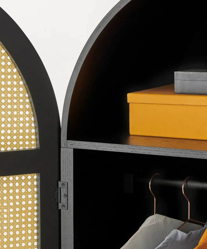 Victorian Rattan Wardrobe In Black