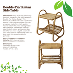 Side Table with Double-Tier Rattan Design