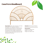 CasaWave Rattan Headboard - Sunburst Cane Design