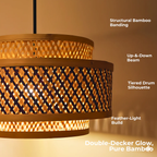 Double Layer Bamboo Hanging Lamp - Tiered Drum Pendant