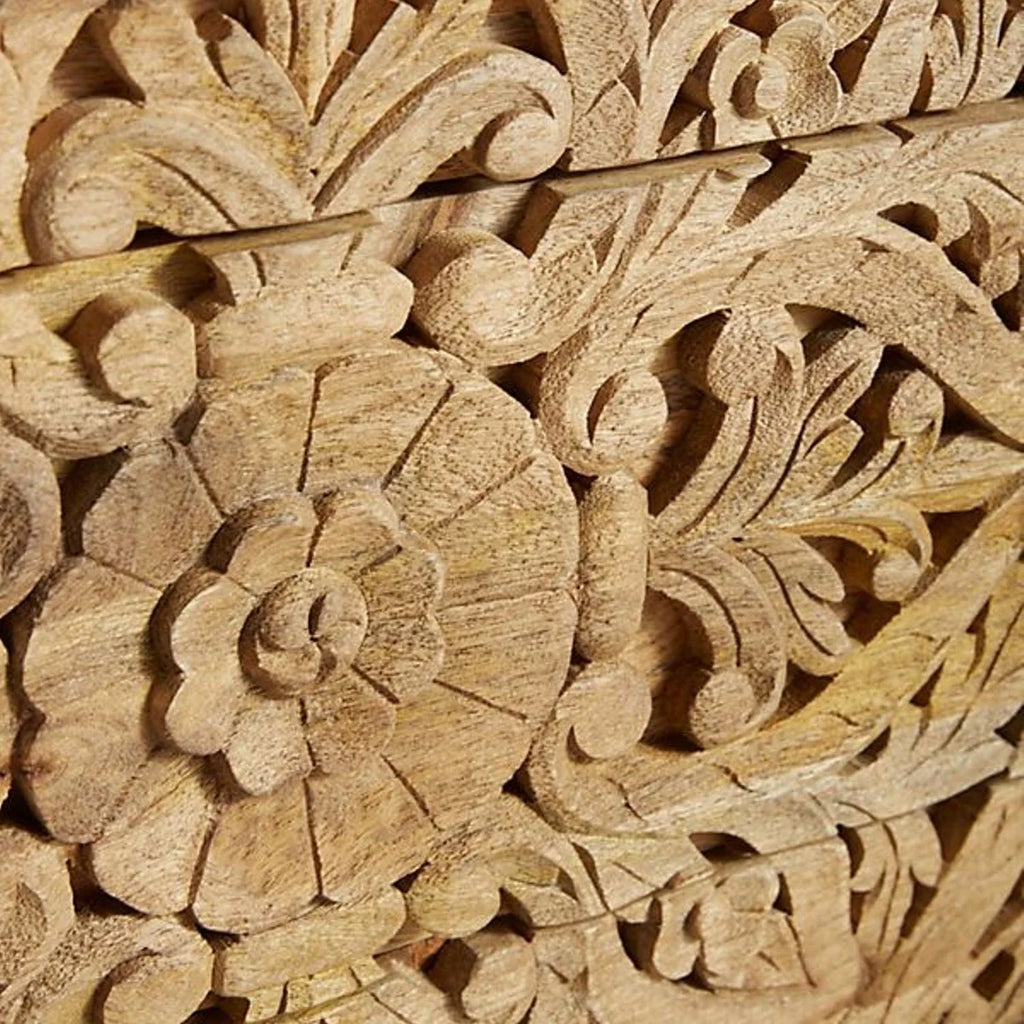 Elegant Floral Handcarved 3-Drawer Dresser