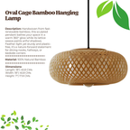 Oval Cage Bamboo Hanging Lamp - Open Lattice Cane