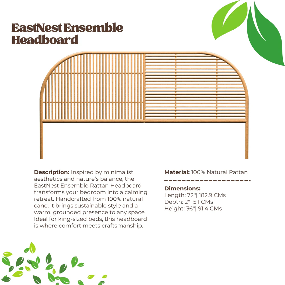 EastNest Ensemble Rattan Headboard - Natural Cane